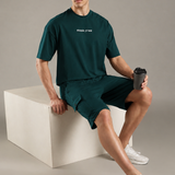 Oversized Crew-neck Tee With Simple Front and Back Large Abstract Back Print