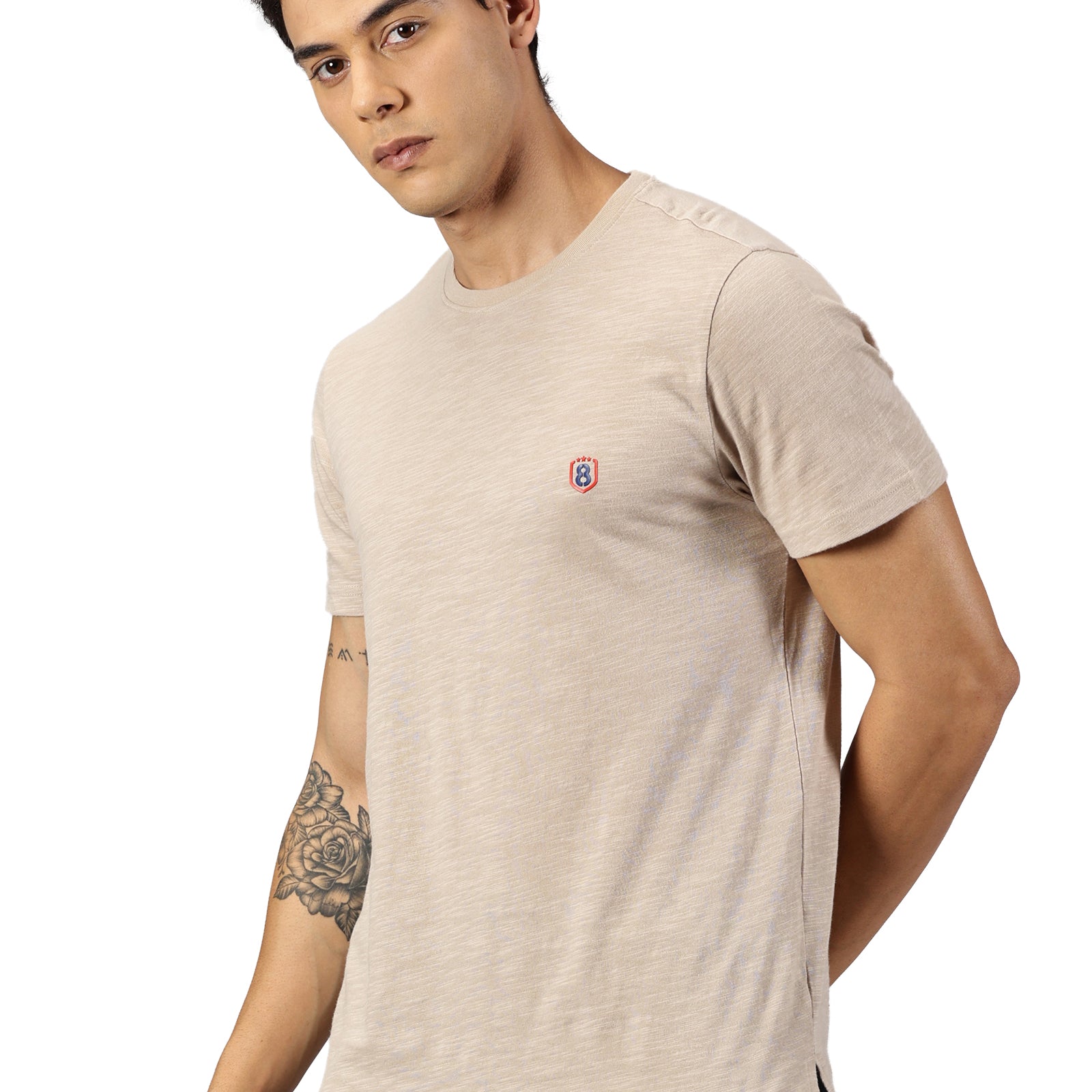 Men Round neck organic cotton T shirt(Navy)