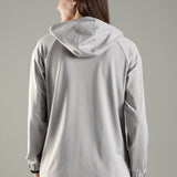 Women's Raglan Sleeve Hoodie with High V-Neck Collar & Zipper Opening