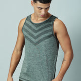 Men Slim Fit Round Neck Sleeveless Tank Top With arrow print at chest (Royal Blue)