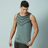 Men Slim Fit Round Neck Sleeveless Tank Top With arrow print at chest (Royal Blue)