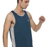 Men Breathable Polyester Sleeveless Sports Basketball Blue Tank Top