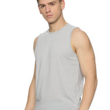 Men's Breathable Grey Sleeveless Muscle Tee for Running/Training/Gym Workout