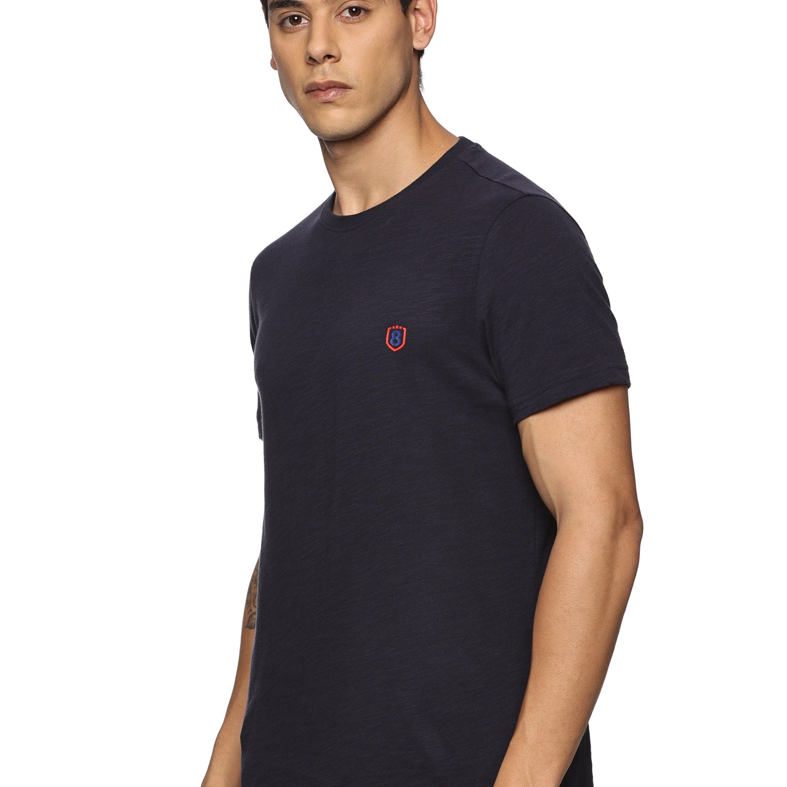 Men Round neck Organic cotton T shirt (Beige)