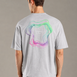 Oversized Crew-neck Tee With Simple Front and Back Large Abstract Back Print