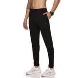 Men's Slim fit track pant with Elasticated waist with drawstring (Black)