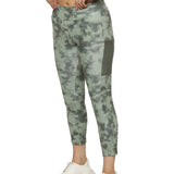 Women's Skin-Fit Training Tights With Tie & Dye Pattern And Elasticated Waist