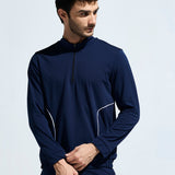 Men's High Neck Breathable Sports Tracksuit with Contrast Piping & Pockets