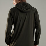 Women's Raglan Sleeve Hoodie with High V-Neck Collar & Zipper Opening