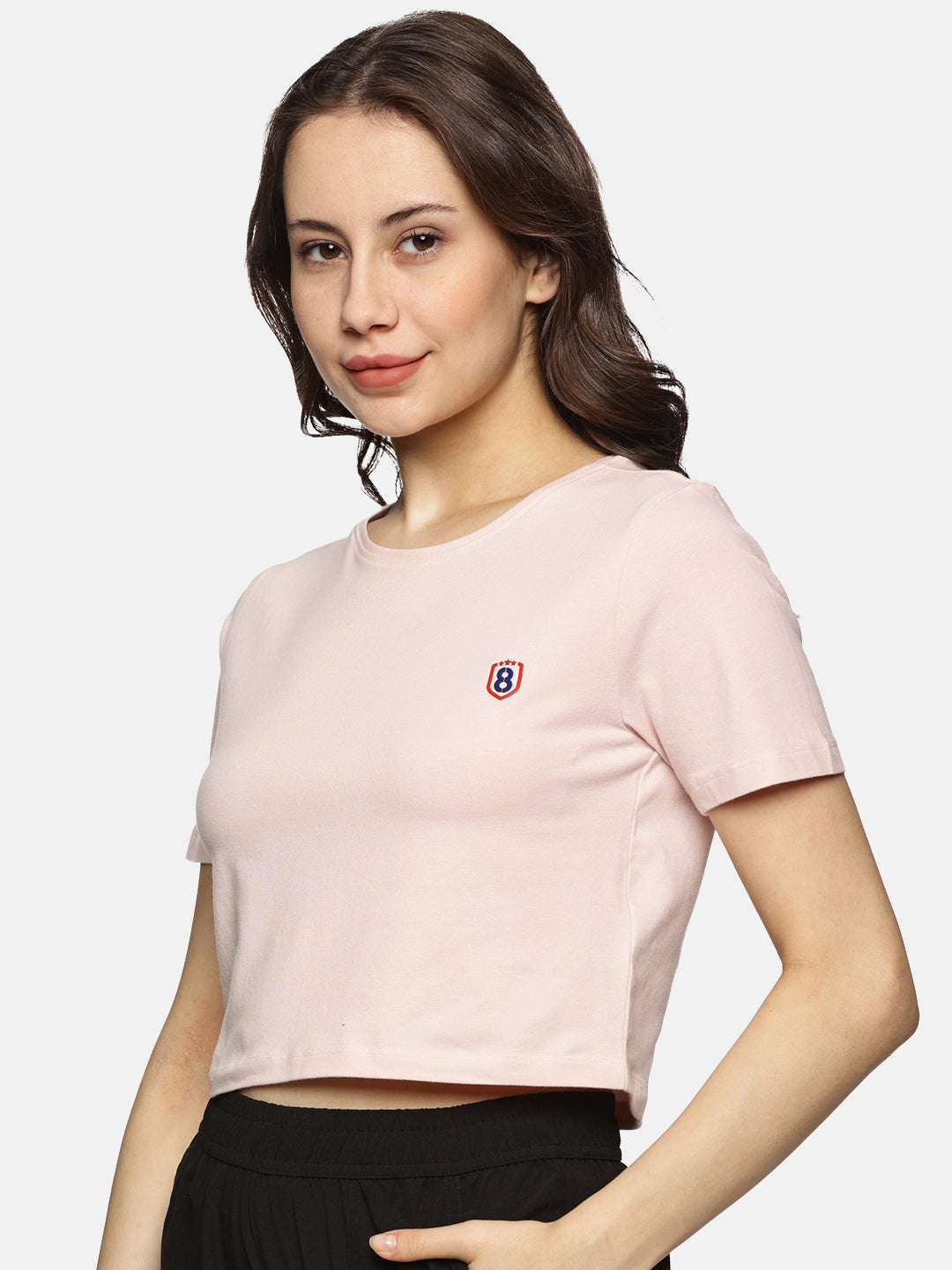 Women’s White cotton spandex crop top, designed for gym workouts, yoga, or casual outfits.