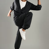 Men’s Raglan Hoodie & Jogger Set with Zipper Pockets & Flap Detail