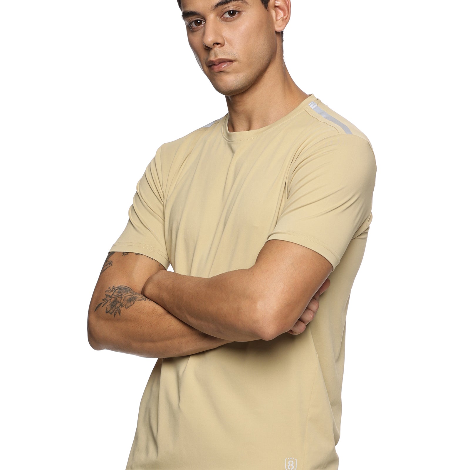 Men Solid High Performance Half Raglan Sleeve