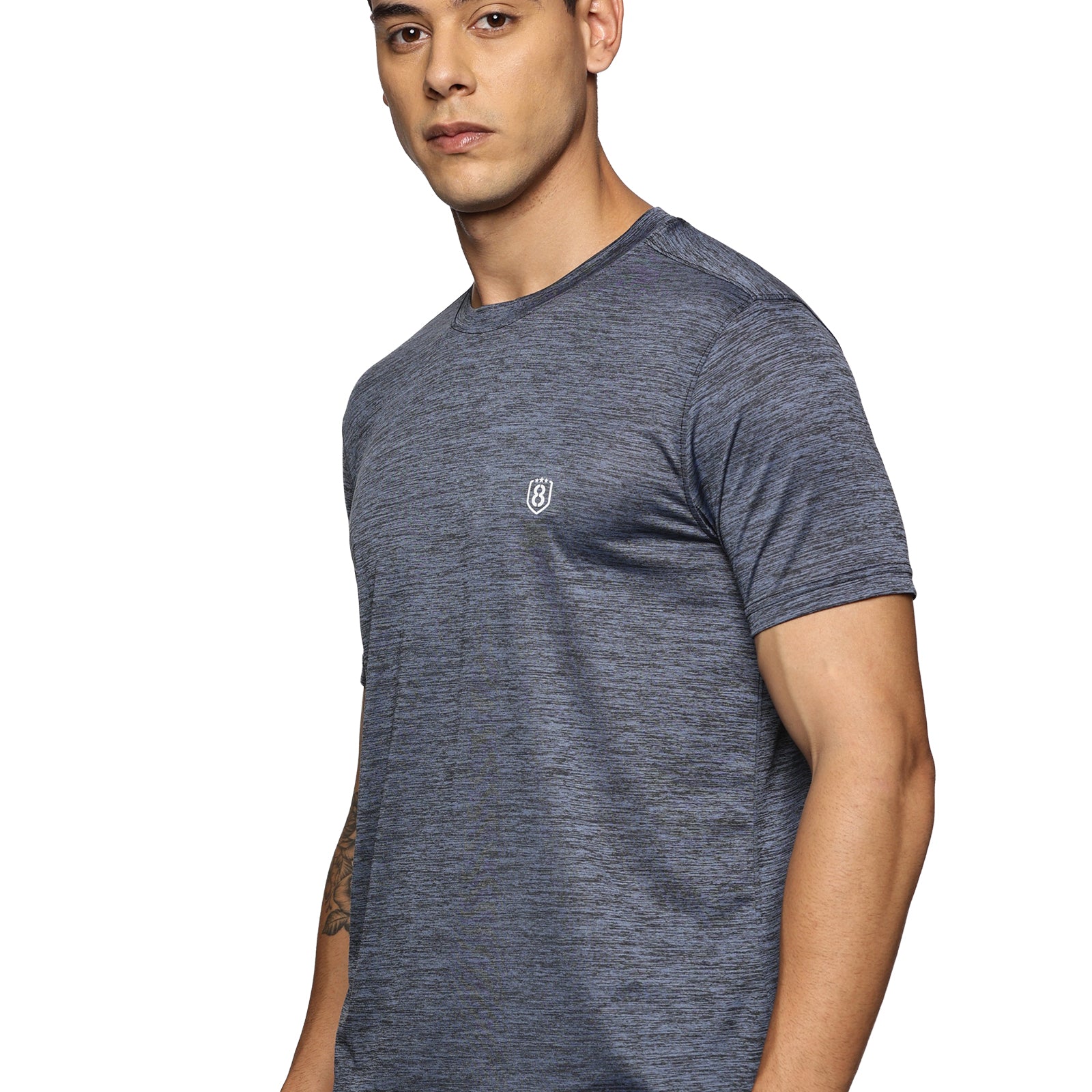 Men Regular Fit Round Neck Half sleeve T shirt (Blue)