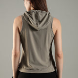 Women’s Sleeveless Hoodie with Adjustable Waist and Kangaroo Pocket