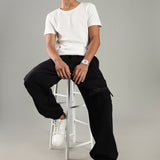 Men’s Oversized Joggers with Adjustable Waistband & Pocket with Snap Button Closure