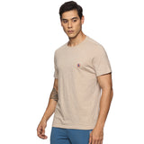 Men Round neck Organic cotton T shirt (Beige)