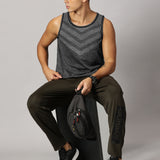 Men Slim Fit Sleeveless Tank Top with Arrow Print at Chest