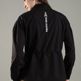 Women's Woven Jacket with High V-Neck & Zipper Opening