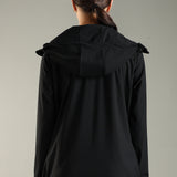 Women's Hooded All Weather Jacket with Side seam pockets in sleeve