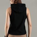 Women’s Sleeveless Hoodie with Adjustable Waist and Kangaroo Pocket