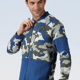Men Camouflage Printed Quilted Jacket with Zipper closure