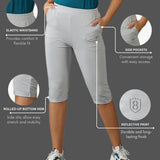 Women's Regular Fit Capri With Elasticated Waist & Side Pockets