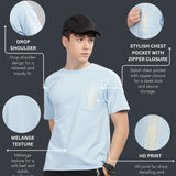 Men’s Soft Cotton Shrinkage Resistant Stretchable T Shirt with Chest Zipper Pocket