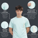 Men’s Soft Cotton Shrinkage Resistant Stretchable T Shirt with Chest Zipper Pocket