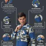 Men Camouflage Printed Quilted Jacket with Zipper closure