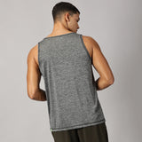 Men Slim Fit Round Neck Sleeveless Tank Top With arrow print at chest (Dark Grey)