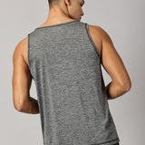 Men Slim Fit Round Neck Sleeveless Tank Top With arrow print at chest (Dark Grey)