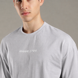Oversized Crew-neck Tee With Simple Front and Back Large Abstract Back Print