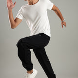 Men’s Oversized Joggers with Adjustable Waistband & Pocket with Snap Button Closure