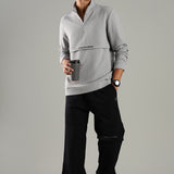 Men’s Half Reverse Zip Jacket with Printed Flap & Zipper Pocket