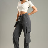 Women Stylish Multi pocket Pants with Adjustable Drawstring