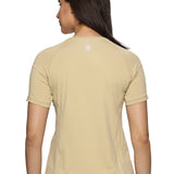 Women Breathable Quick Dry Kooltex Regular Fit Sports T-Shirt (Beige)