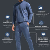 Men's High Neck Breathable Sports Tracksuit with Contrast Piping & Pockets