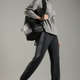 Women's Woven Jacket with High V-Neck & Zipper Opening