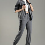 Women’s Cut & Sew Tracksuit with Adjustable Drawstring Waistband