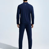 Men's High Neck Breathable Sports Tracksuit with Contrast Piping & Pockets