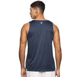 Men Slim Fit Round Neck Sleeveless Tank Top With arrow print at chest (Navy Blue)