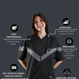 Women’s Half Sleeve V-Neck Textured Zipper Jacket