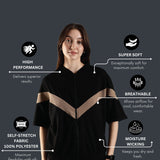 Women’s Half Sleeve V-Neck Textured Zipper Jacket