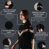 Women’s Half Sleeve V-Neck Textured Zipper Jacket