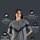 Women’s Half Sleeve V-Neck Textured Zipper Jacket