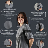 Women’s Half Sleeve V-Neck Textured Zipper Jacket