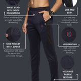 Mens Cut & Sew Track Pant with One Side Zipper Pocket and Inside Drawstring