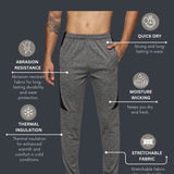 Mens Cut & Sew Track Pant with One Side Zipper Pocket and Inside Drawstring