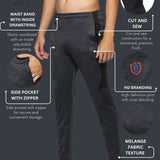 Mens Cut & Sew Track Pant with One Side Zipper Pocket and Inside Drawstring