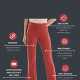 Women's Cotton Slim Flared Stretchy and Slim Fit Slit Pant